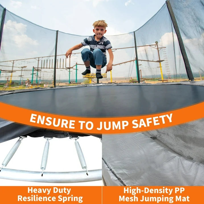 SHINPT 10FT Outdoor Trampoline with Enclosure Net and Ladder, Recreational Trampolines for Kids and Adults, Heavy Duty Jumping Mat and Spring Cover Padding, ASTM Approval