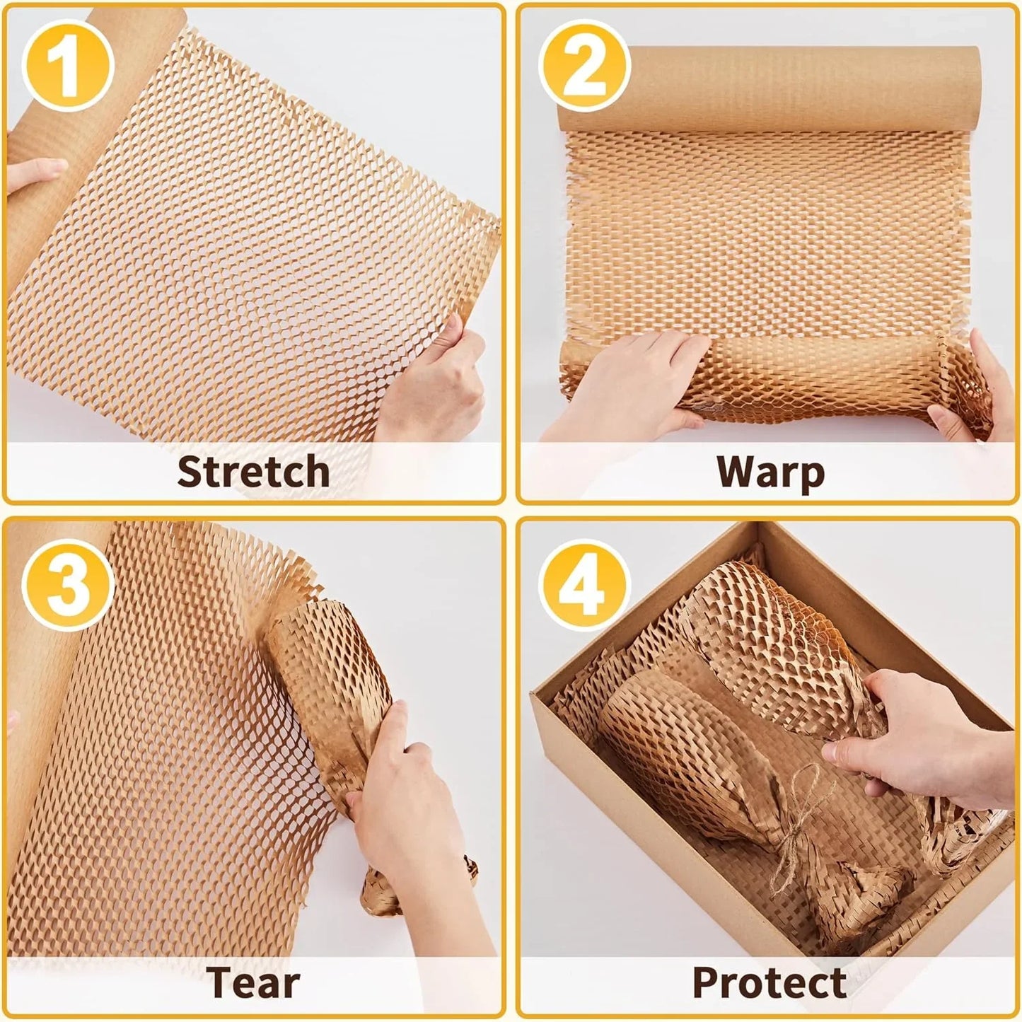 Honeycomb Packing Paper, 15x 164 Bubble Packing Wrap for Packing Shipping Moving Bubble Packing Paper Wrapping Roll Recyclable Moving Supplies With 20 Fragile Sticker Labels