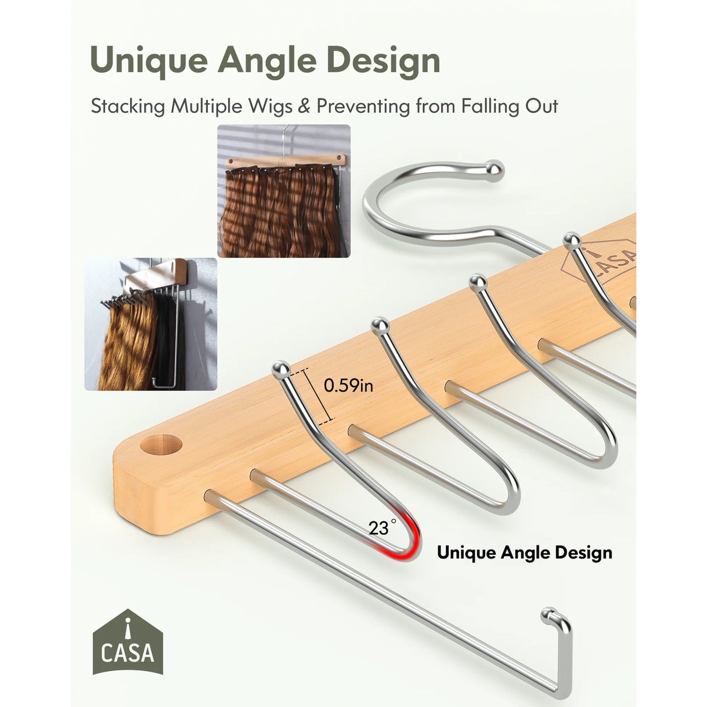 Hair Extension Holder Hanger With 4 PACK Removable Hair Rack Natural Wood Hair Styling Tool and Extension Caddy for Washing, Coloring and Blow-Drying of Weft, Clip-In, Tape-In Hair Extensions