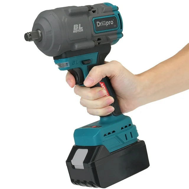 Impact Wrench,DRILLPRO 1 2 inch 600Ft lbs(800N·m) Brushless Cordless Electric Wrench, 21V Impact Driver with 1PCS Lithium Batteries,3000RPM Power Impact Gun for Car Home