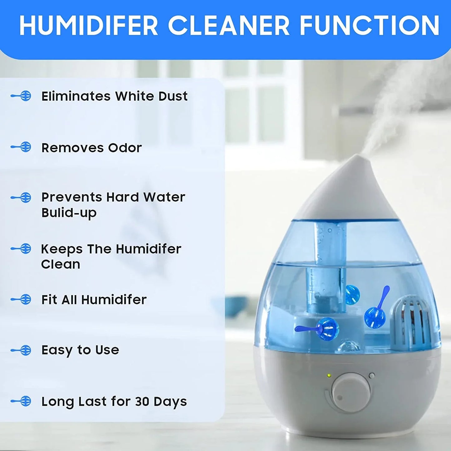Humidifier Cleaner 12 Pack Demineralization Ball for All Humidifiers & Fish Tanks Water Prevents Hard Water Build-up Eliminates White Dust & Odor