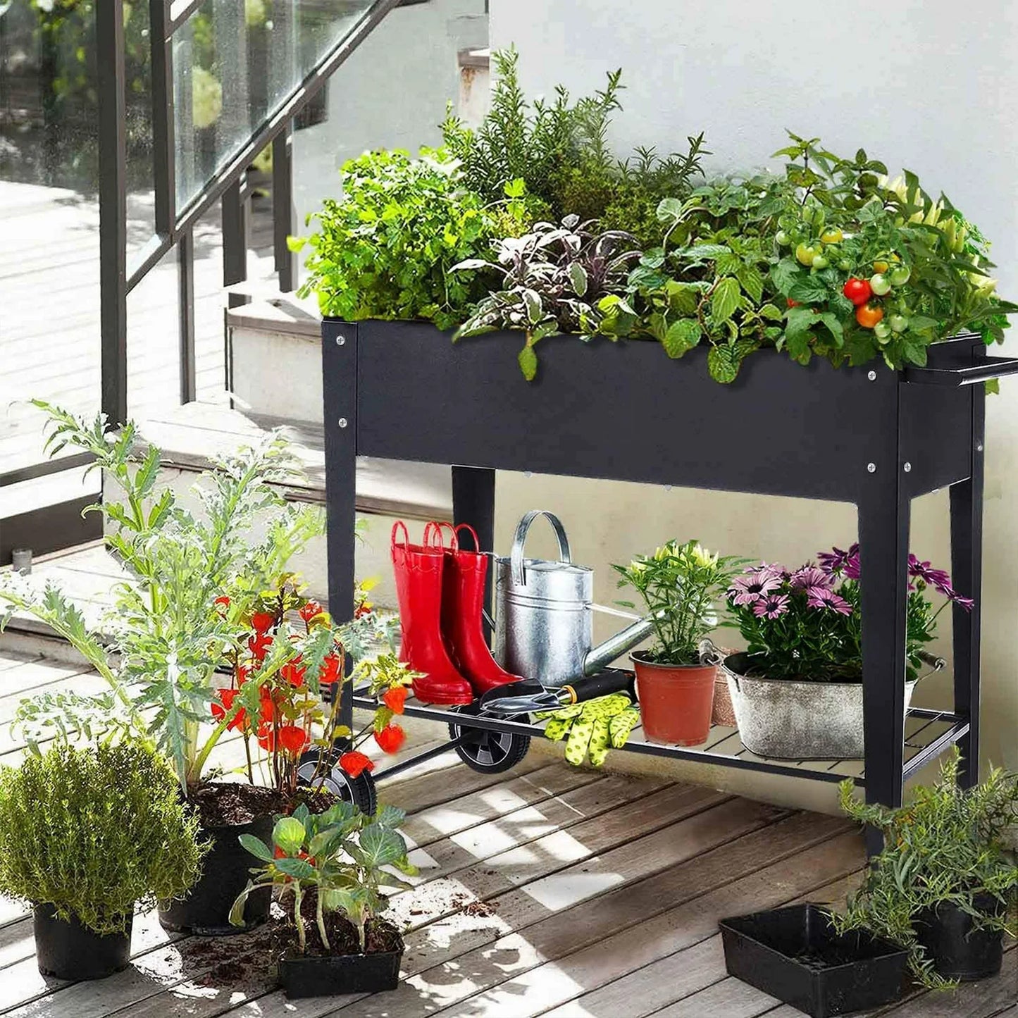 Segmart Raised Garden Bed, Outdoor/Indoor Herb Garden Above Ground Raised Planter Boxes with Legs, Raised Garden Bed On Wheels Patio for Vegetable herb, SS2245