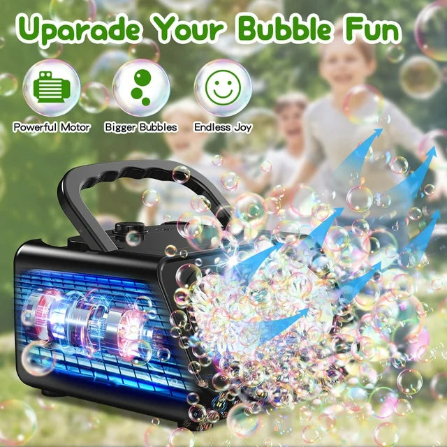 JoyStone Upgraded Bubble Machine, Automatic Bubble Machine for Kids 20000+ Bubbles Per Minute with 2 Fans, Bubble Maker for Outdoor Indoor Birthday Wedding Party, Black