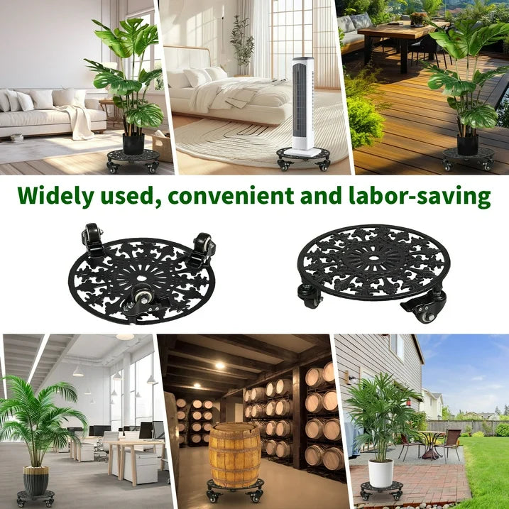Goobetter Rolling Plant Stand with Wheels,1pcs 11in Heavy Duty Metal Plant Caddy with Wheels,Load Capacity 330 lbs,Black