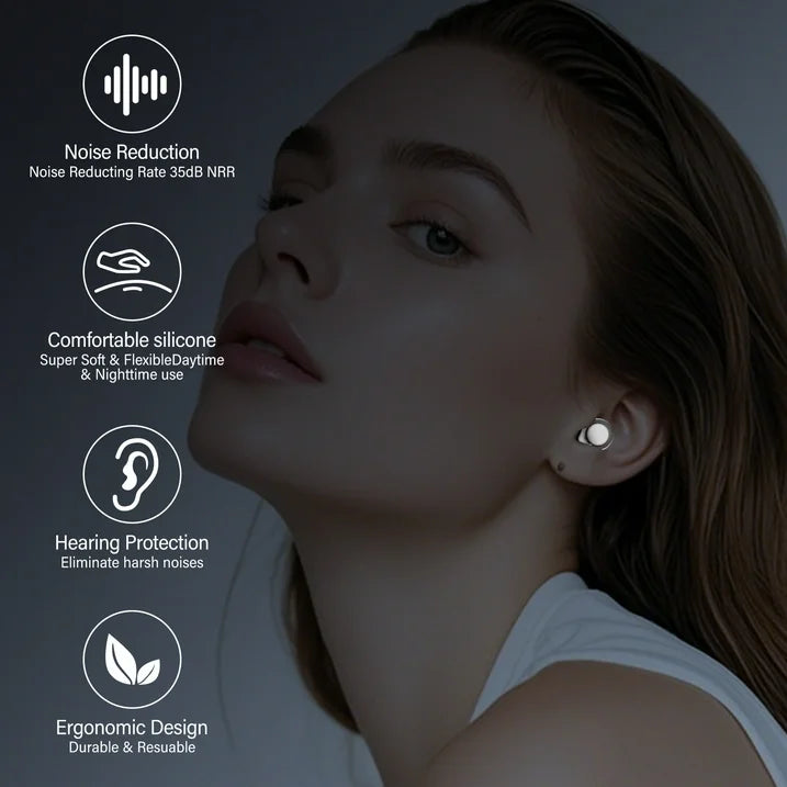 Ear Plugs for Sleeping Noise Cancelling, 35dB Silicone Earplugs, Ultra Comfy Reusable Noise-Reducing Earbud for Sleep, Deep Focus, Travel, Everyday Noise Relief with 4 Eartips and Carrying Case,Black