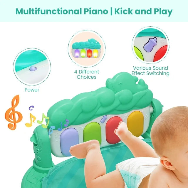 JoyStone Baby Play Mat Baby Gym, Baby Toy Play Mat Activity Center Baby Piano Music Lights for Boys and Girls Newborn Baby Gift 0-12 Months, Green