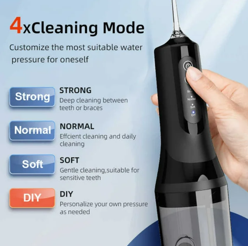FETERVIC Water Dental Flosser for Teeth Cordless Oral Irrigator, 8 Jet Tips, 4 Modes, 360 Nozzle, 260ML Rechargeable, IPX7 Waterproof for Home Travel(Black)