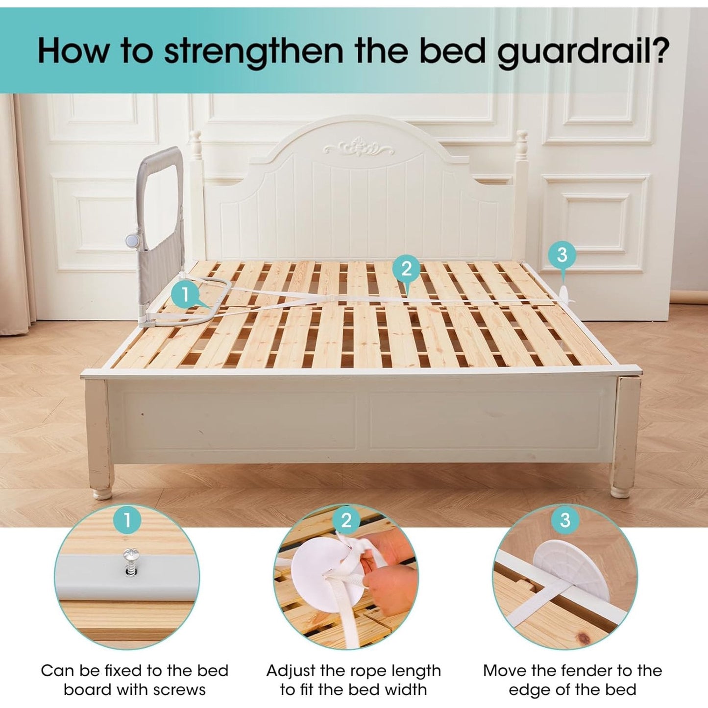 Baby Safety Rails Height Adjustable Bed Guardrail for Toddlers Single Piece
