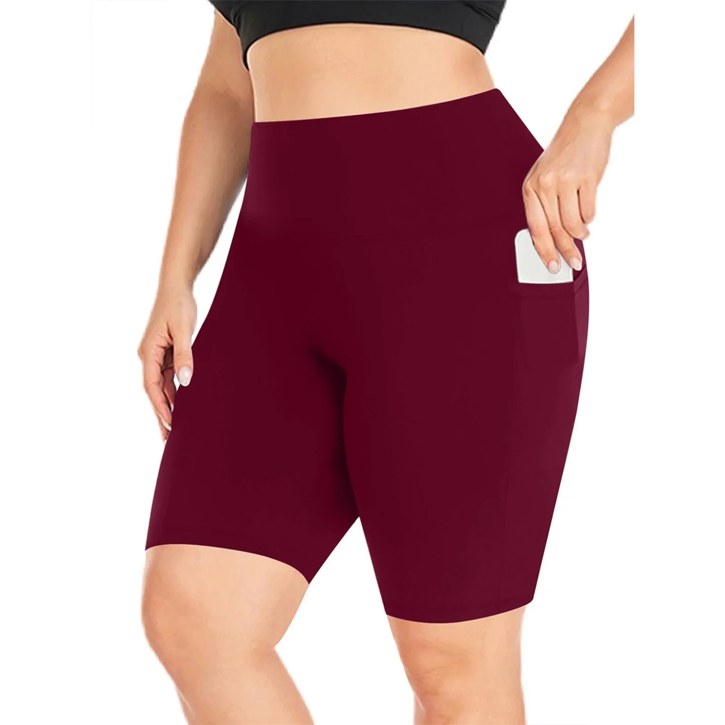 Kaemgyyd Plus Size Shorts for Women with Pockets High Waist Seamless Biker Shorts Women Lounge Running Workout Yoga Leggings Shorts