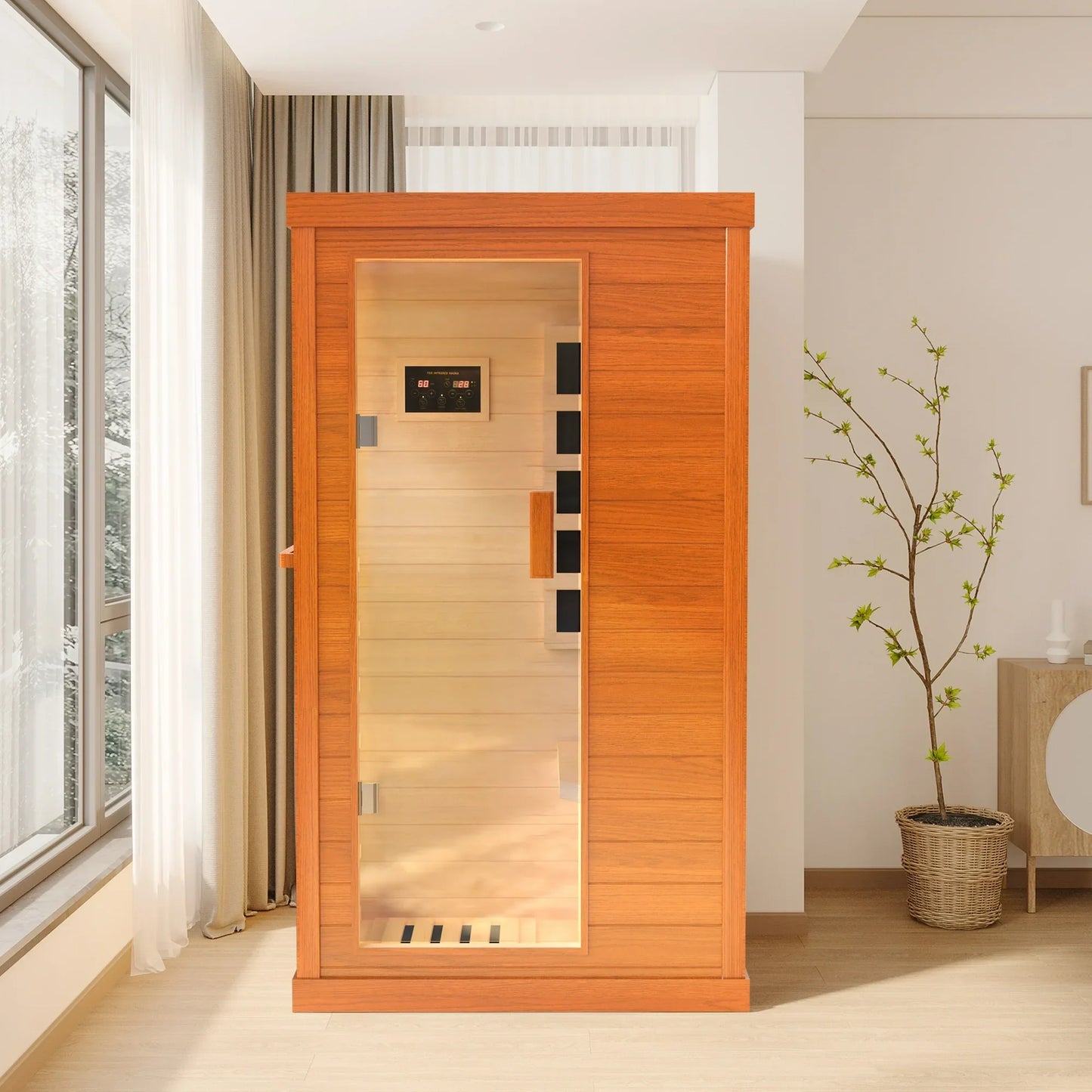 Segmart Infrared Sauna, Home Sauna Spa for 1 Person, 900W Far Infrared Sauna Room with 5 Heating Panels(Foot sole can be individually controlled for temp), Tablet Holder, Speakers, Ambient Lights