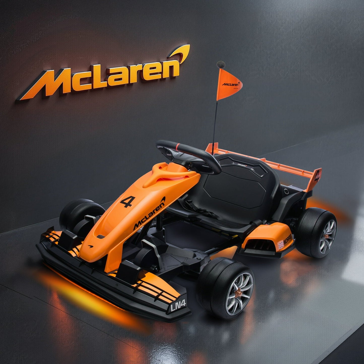 Mclaren 24V Electric Go Kart, 400W Powered Powerful Ride on Cars with Tires, Drift/Sports Mode, Brake Pedal, Length Adjustment, Seat Belt, Rear Wheel Drive Electric Car for Kids Ages 6+ Years
