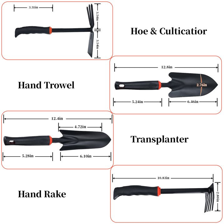 Goobetter 4-Piece Aluminum Alloy Garden Tool Set - Heavy Duty Black Coated Kit for Indoor/Outdoor Planting & Weeding