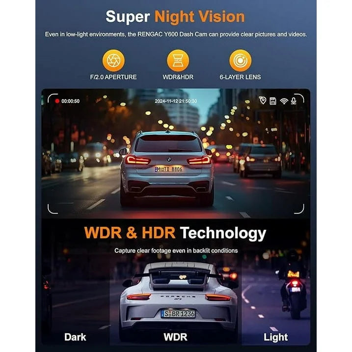 Charlore Dash Cam Front and Rear,4K 2K Full HD Dual Dash Camera for Cars,Built in 5G WiFi,GPS,64GB Card,Car Camera with 3 IPS Screen,UHD 2160P Night Vision, HDR,G Sensor, App Control.