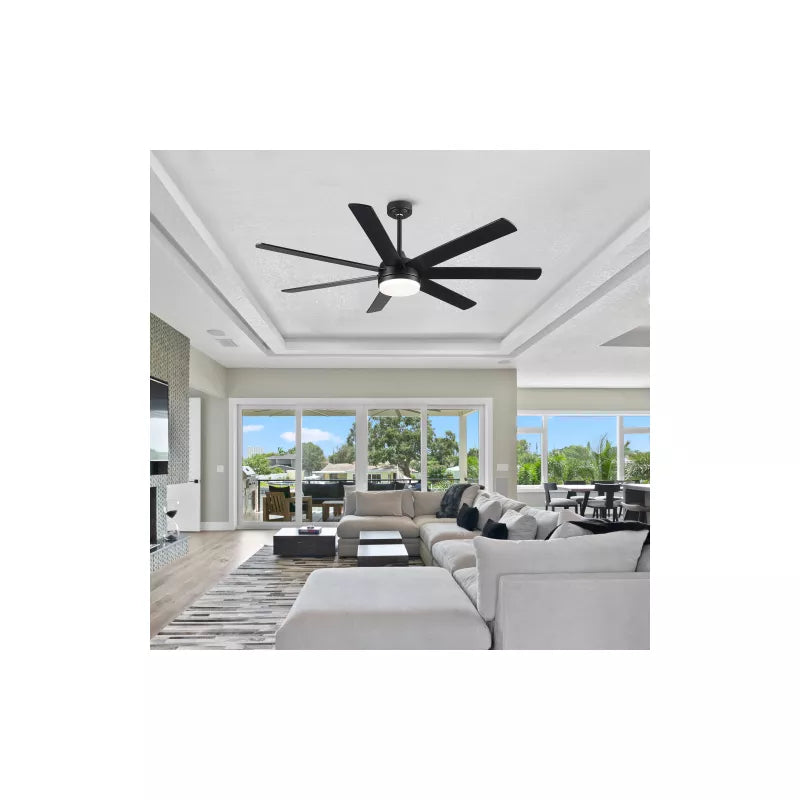 BestParts 72 Farmhouse Ceiling Fan Black & Brown Plywood Blades, Energy Saving DC Motor, Memory Function