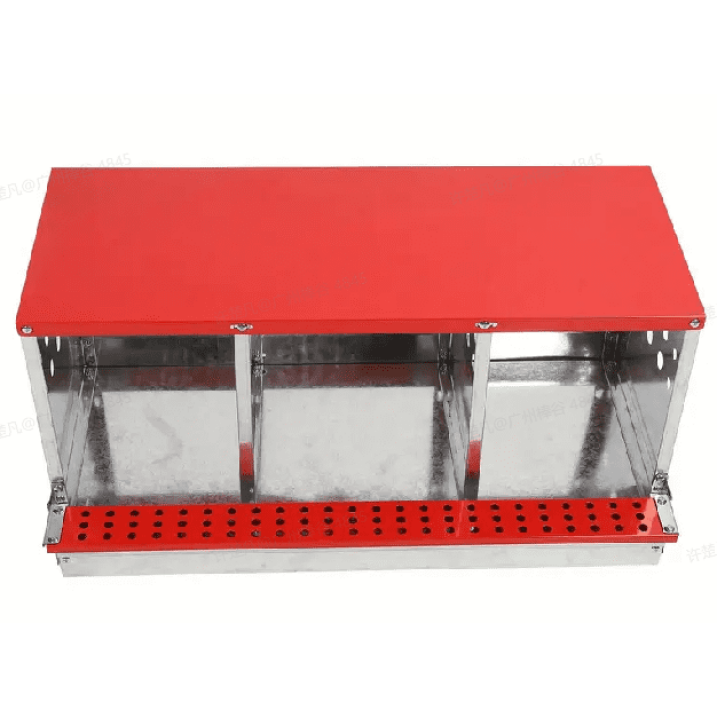 Chicken Nesting Boxes, 3 Hole Metal Chicken Egg Laying Box with Swing Perch and Rollout Egg Collection for Chicken Coop