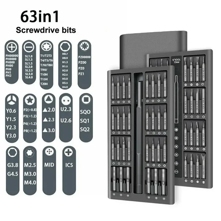 Small Screwdriver Set, 63 in 1 Precision Screwdriver Set,Eyeglasses Repair Kit,Mini Screwdrivers Set