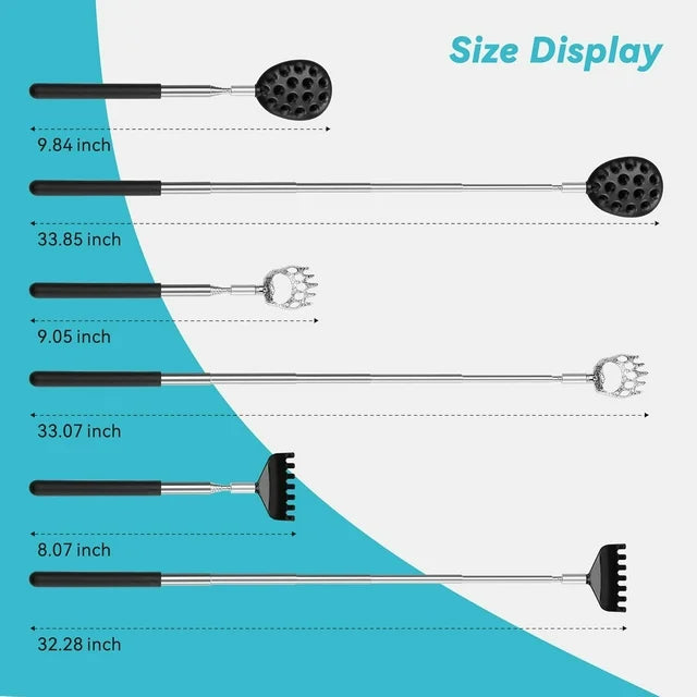 Telescoping Back Scratcher with 3Pcs Detachable Scratching Heads, Stocking Stuffers for Men Back Scratcher for Men/Women,Dual Sides/Paw/Rake Scratcher Christmas Gifts for Men Women