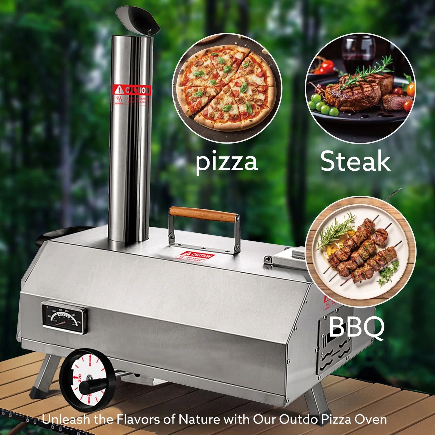12" Multi-Fuel Outdoor Pizza Ovens, Portable Pizza Maker, Stainless Steel Pizza Grill, Perfect for Patio, Garden, Backyard