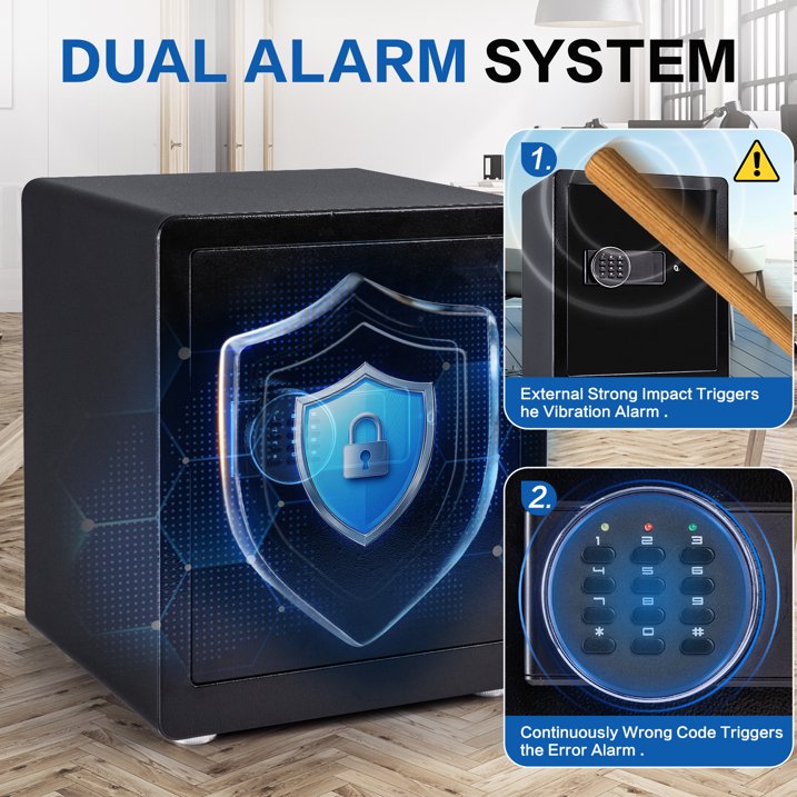 LOCKSWORTH 2.0 Cubic Feet Safe Box, Steel Security Safe and Lock Box with Fireproof Money Bag Dual Alarm System, LED Light for Home Office 12.2"Dx14.96"Wx17.72"H