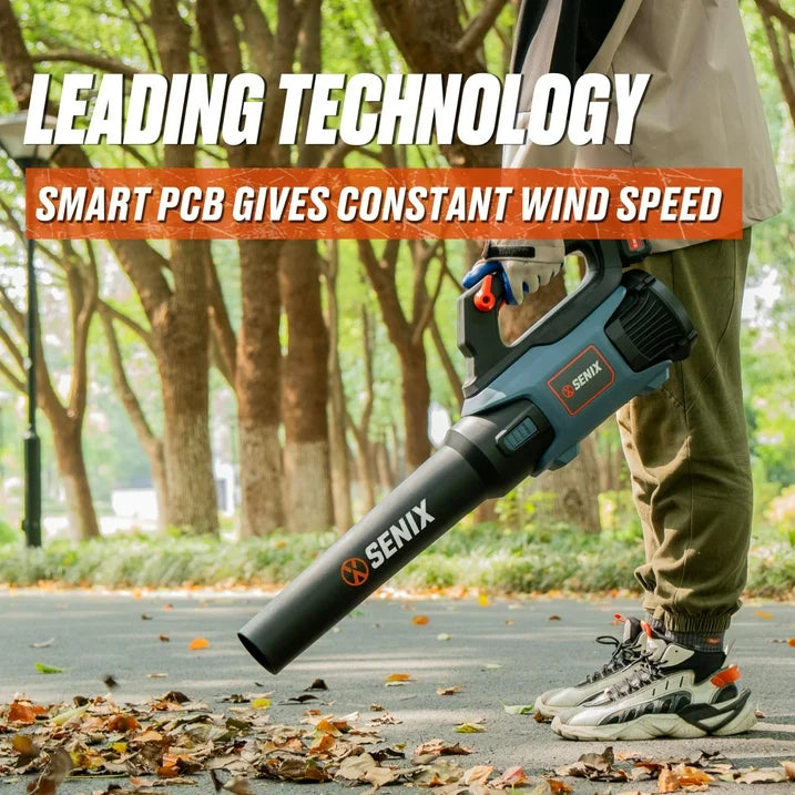 SENIX 20 Volt Max Cordless Brushless Leaf Blower, Variable Air Speeds Up To 450 CFM 100 MPH, Light Weight, Battery and Charger Included, BLAX2 M3
