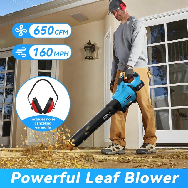 Leaf Blower Cordless,Electric Cordless Leaf Blower with 2 * 4.0Ah Batteries,3 Speed Powerful Blowing Ideal for Lawn Care, Blowing Leaves, Dust, Snow