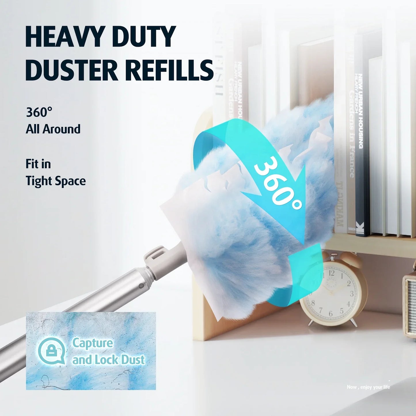 Duster Refills 360 for Swiffer 20 pcs 5.5FT Extension Handle Featuring 5x Powerful Dust Removal Disposable Feather Duster Multi Surface Refills Super Efficient Duster Kit Compatible with Swiffer D