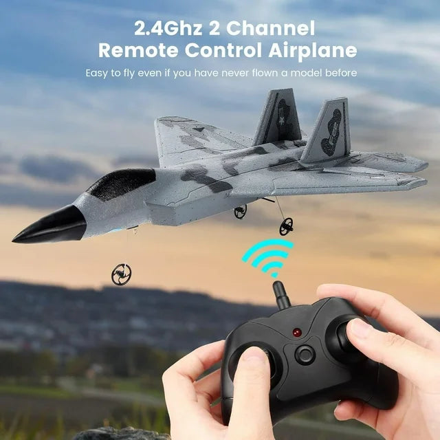 JoyStone F22 Raptor Jet Airplane Model, 2 Channels 2.4 GHz RC Plane Toy, Easy to Fly RC Glider for Kids Boys Girls Adults