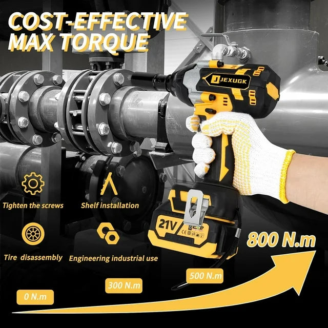 800N.m Cordless Impact Wrench, 600Ft-lbs 1 2 inch Electric Impact Gun, High Torque Brushless Impact Wrench w 2x 4.0Ah Battery
