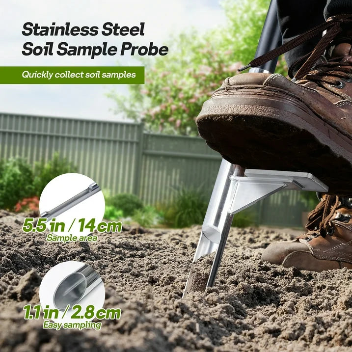 Lawn Aerator Spike 3in1 with 10 Iron Spikes for Garden, Premium Garden Soil Aerating Device & Half Moon Edger, Sharp Saw-Tooth Manuel Edger Lawn Tool with T-Grip Handle