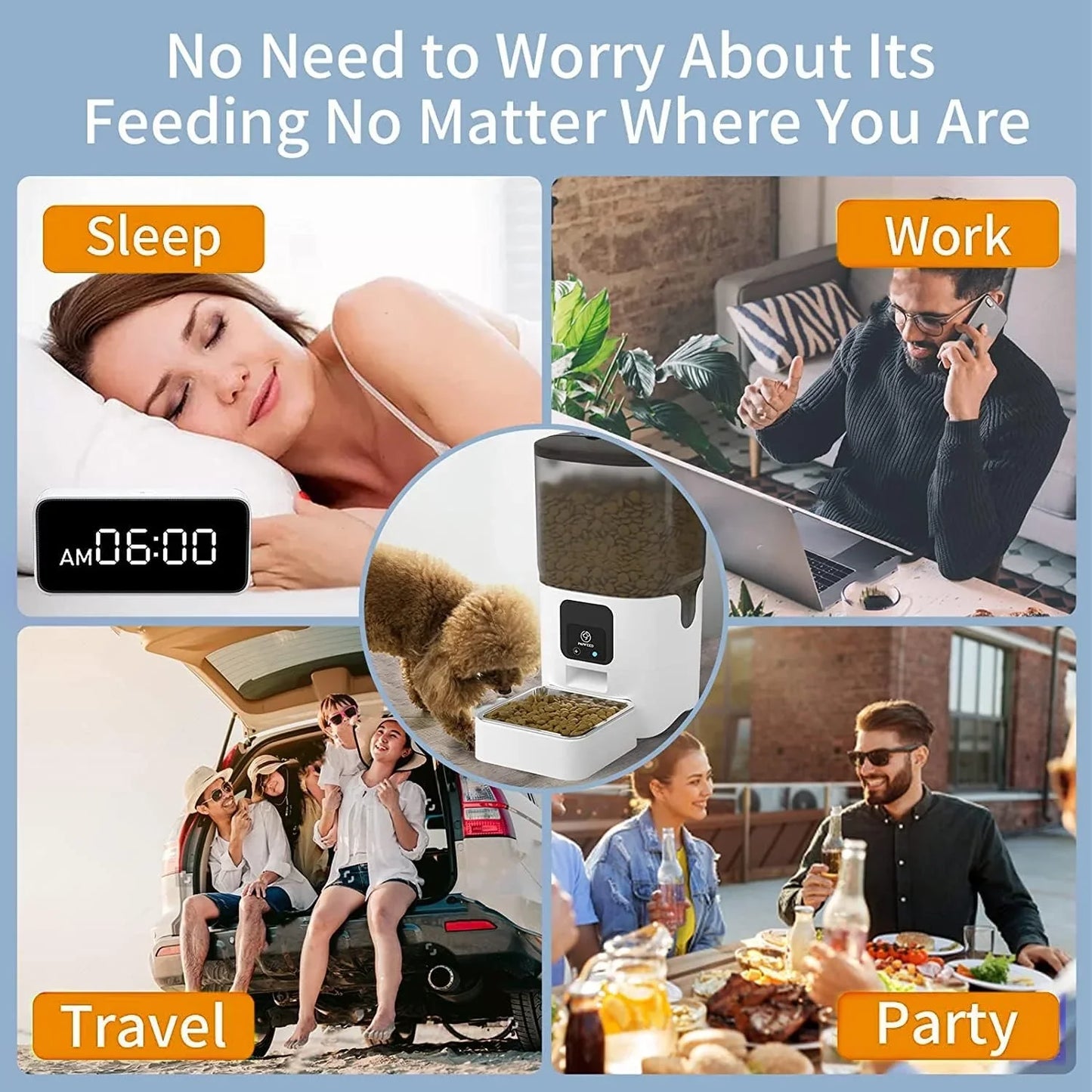 Automatic Pet Feeder, Auto Cat Food Dispenser with Alexa for Multiple Pets