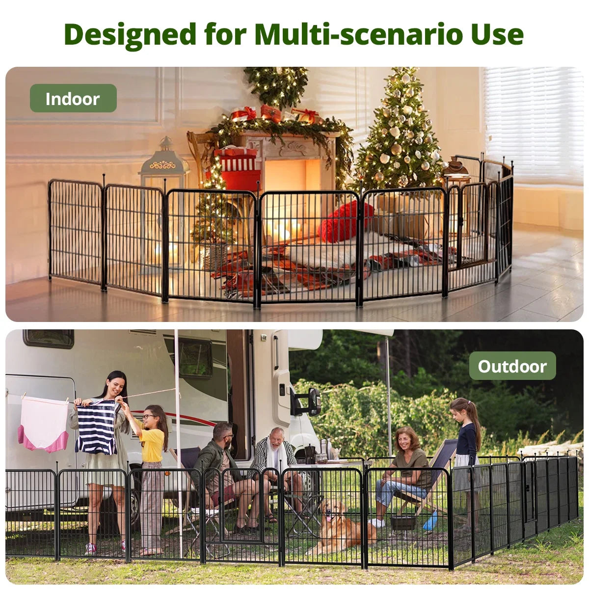 Dog Playpen, Caveen 16 Panels Garden Fence with Door, 32 Height Outdoor Dog Fence for Large Medium Small Dogs