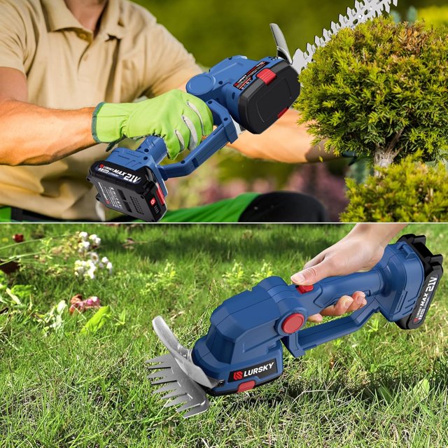 Cordless Hedge Trimmer-Garden Maintenance 2-in-1 21V Grass Shear and Shrub Trimmer,Blue