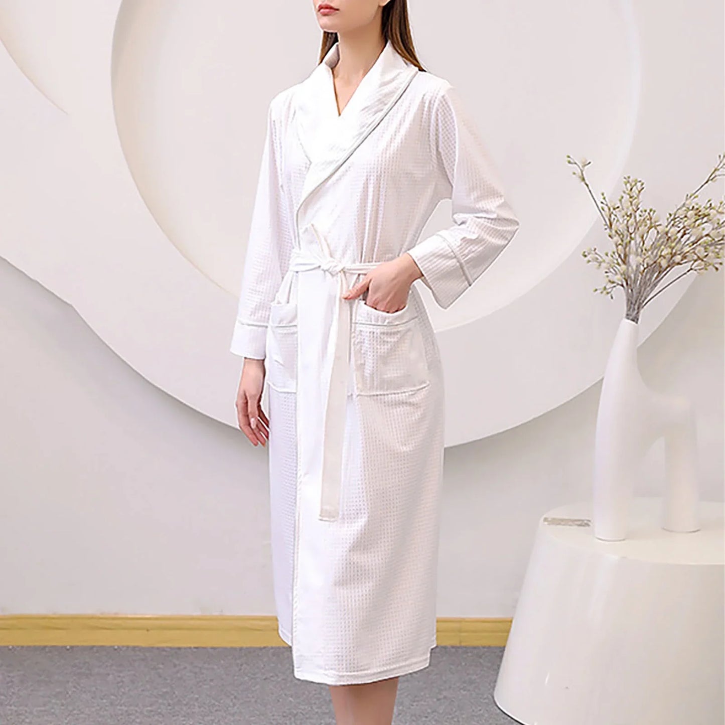Kaemgyyd Plus Size Robes for Women Long Sleeve Quick-Dry Bathrobe Soft Lightweight Loungewear Belted Sleepwear with Pockets