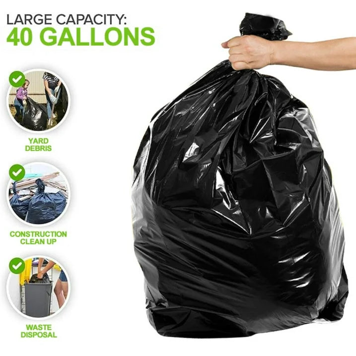 40-45 Gallon Trash Bags, 1.5Mil, Black Heavy Duty Garbage Can Liners 36'' x 44'' (60 Count)