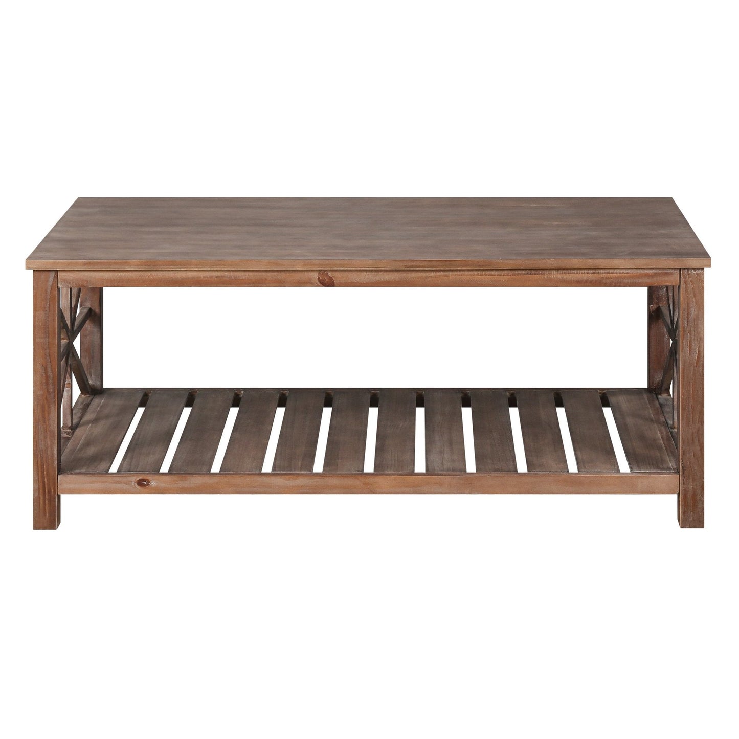 47 Modern Coffee Table with Storage Shelf, Farmhouse Rectangle Living Room Center Table for Small Spaces