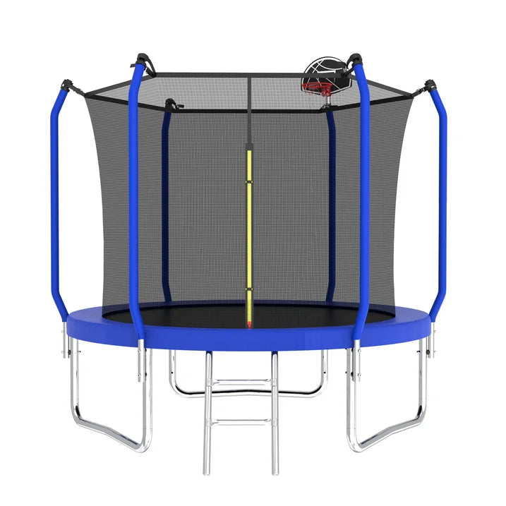 SHINPT 8FT Outdoor Trampoline with Safety Enclosure Net, Recreational Trampoline with Basketball Hoop, Ideal for Children, Park, Kindergarten, Backyard, ASTM Approval