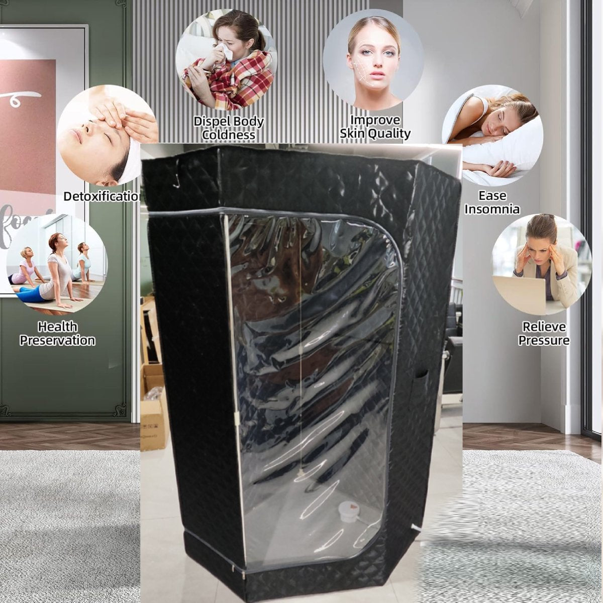 Portable Sauna Tent for Home, Novashion Personal Steam Sauna Box, Black
