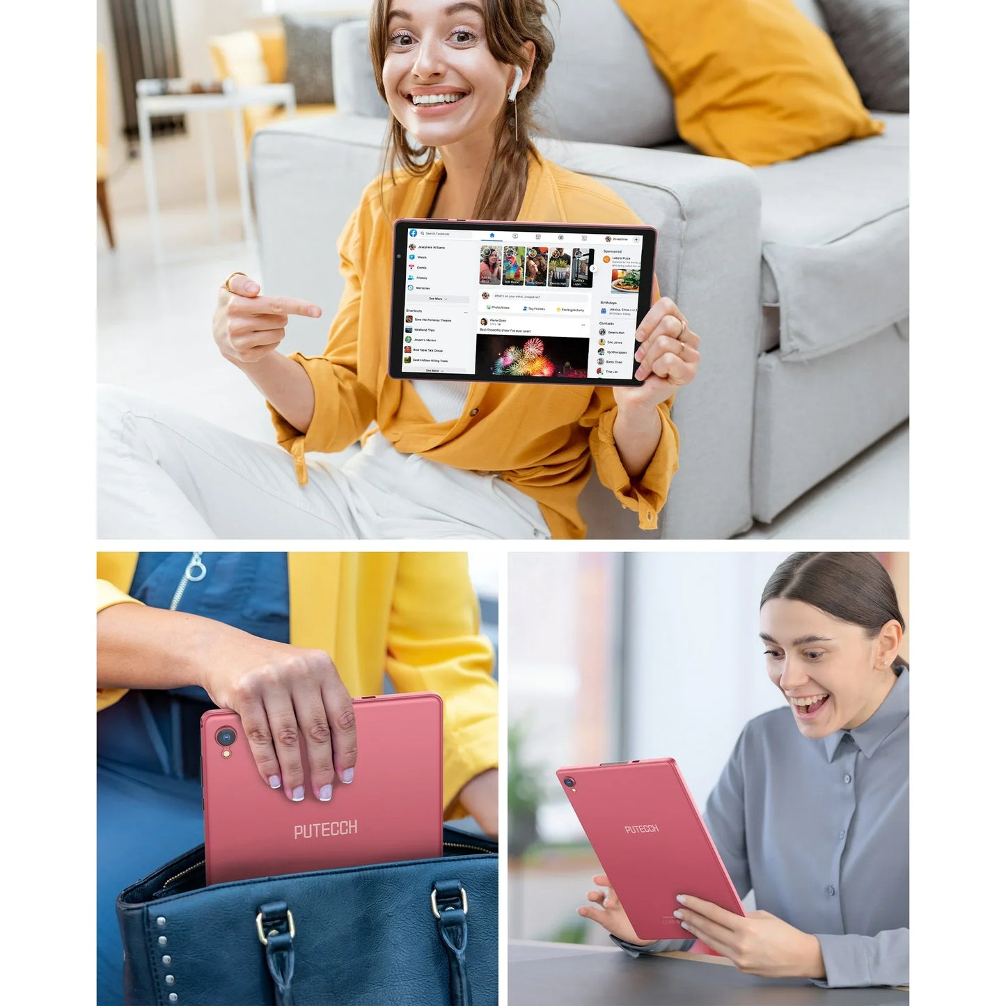 PUTECCH Tablet,10 inch Wifi Tablets,6000 mAh,Allwinner Quad Core Tablet PC,4GB RAM 32GB ROM,Dual Cameras,GMS