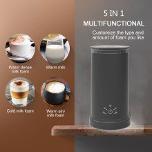 Electric Milk Frother, FETERVIC 5 in 1 Milk Steamer,11.8oz/350ml Automatic Warm and Cold Foam Maker for Coffee,Latte, Cappuccino, Macchiato, Hot Chocolate