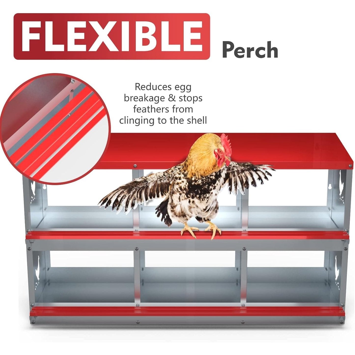 6 Compartment Boxes for Chicken Coop, Two-Tier Chicken Nesting Box, 6 Hole Metal Chicken Egg Laying Box