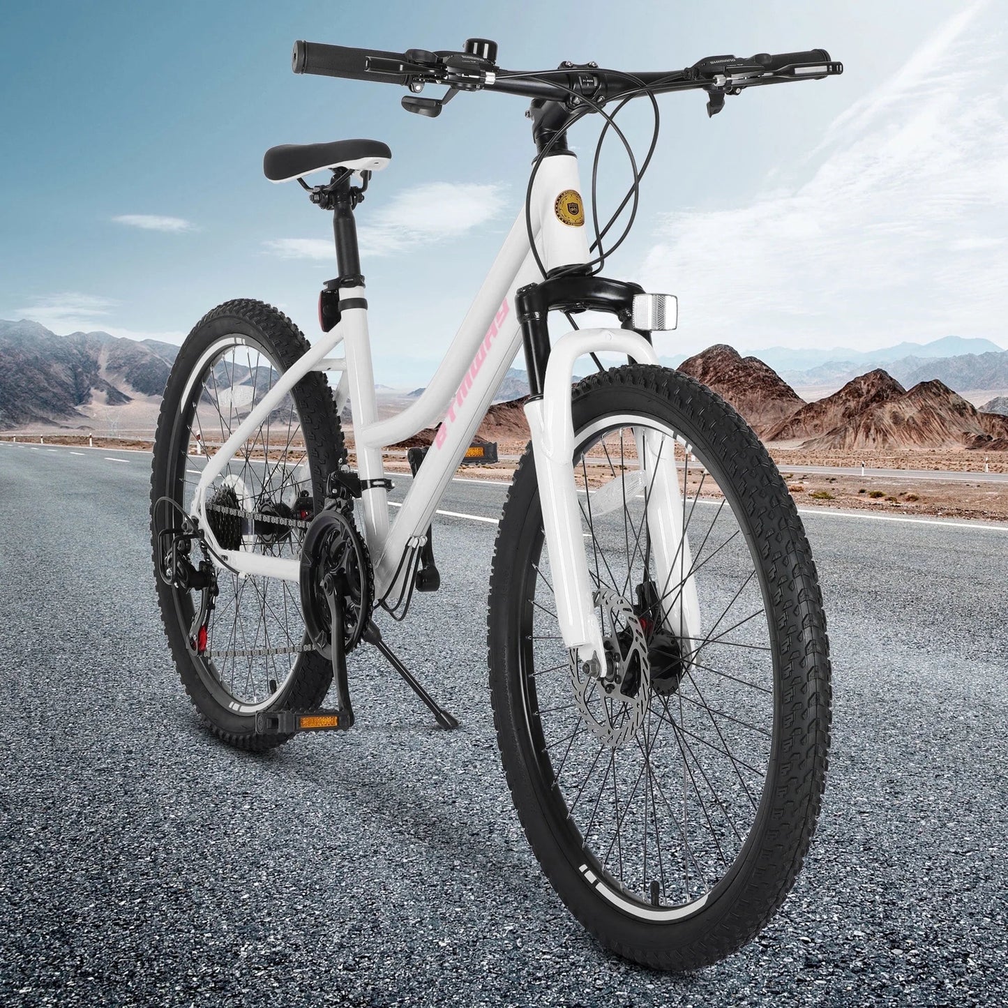 BTMWAY 24 Mountain Bike for Teenagers and Adult, Mountain Bicycles with Dual Disc Brakes, Shimano 21 Speeds Bicycles for Men, Adult Bicycle with Comfort Saddle, Commuter Bike