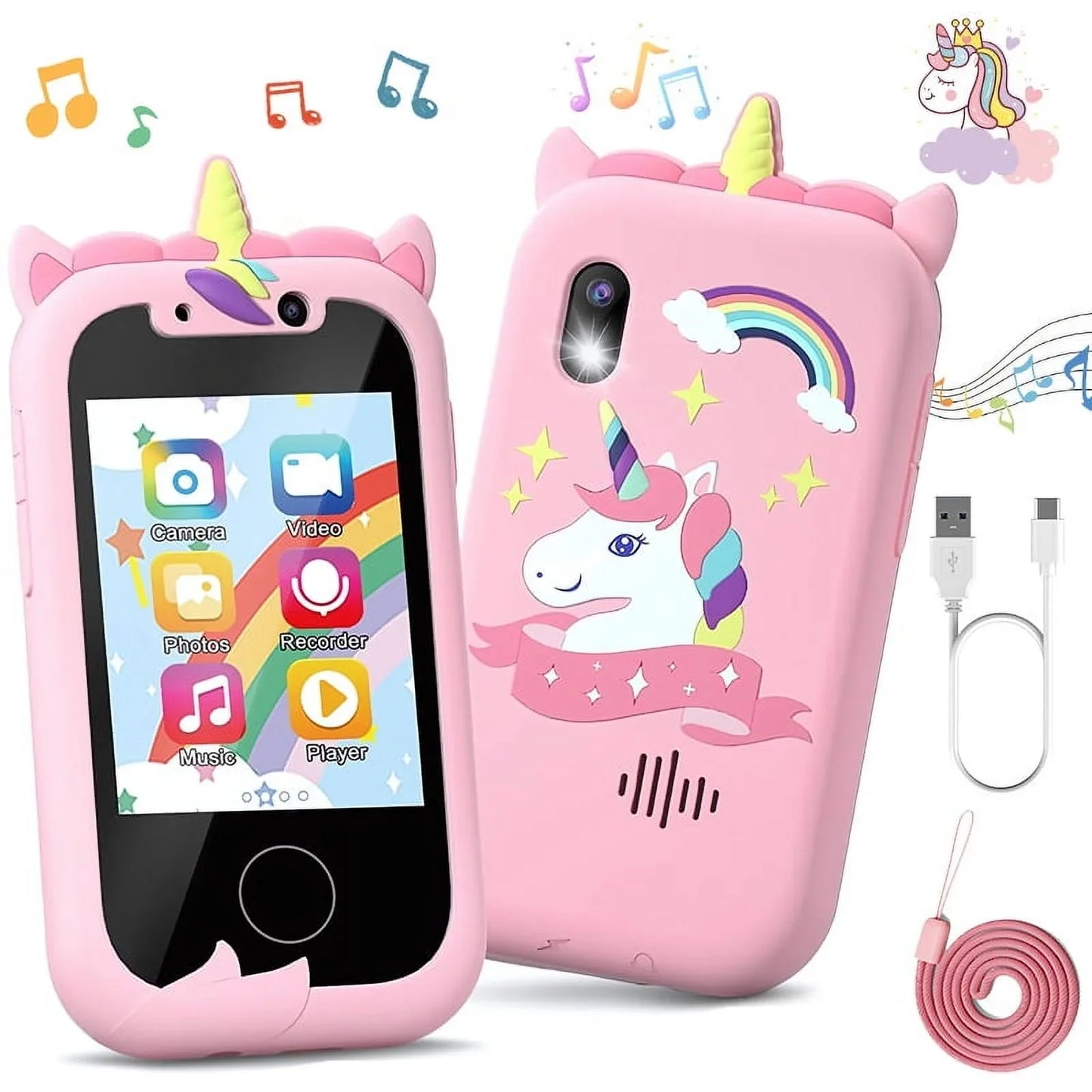 JoyStone Kids Smart Phone, 2.4 Touchscreen Toddler Learning Play Toy Phone with Dual Camera, Game, Music Player, Learning Toy Christmas Birthday Gifts for 3-9 Year Old Girls, Pink