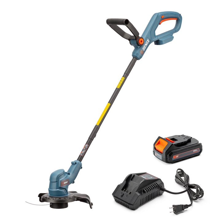 SENIX 20V 10 Cordless Weed Eater, Grass Trimmer, Rotating Split Shaft, Angle adjust Assistant Grip, Auto Line Feed w/ 2.0Ah Battery Charger, GTX2 L