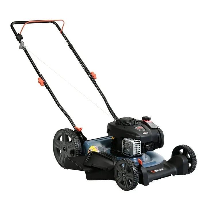SENI 21 Gas Lawn Mower, 125cc 4 Cycle USA Briggs Stratton E450 Engine, 2 in 1 Push Mower with 6 Height Adjustments and 11 Rear Wheels