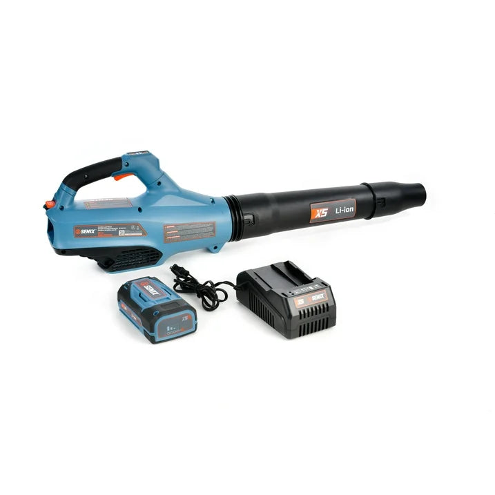 SENIX 58 Volt Max Cordless Brushless Battery Leaf Blower, Variable Speed, Lightweight, Up to 520 and 149 MPH, (Battery and Charger Included) BLAX5 M