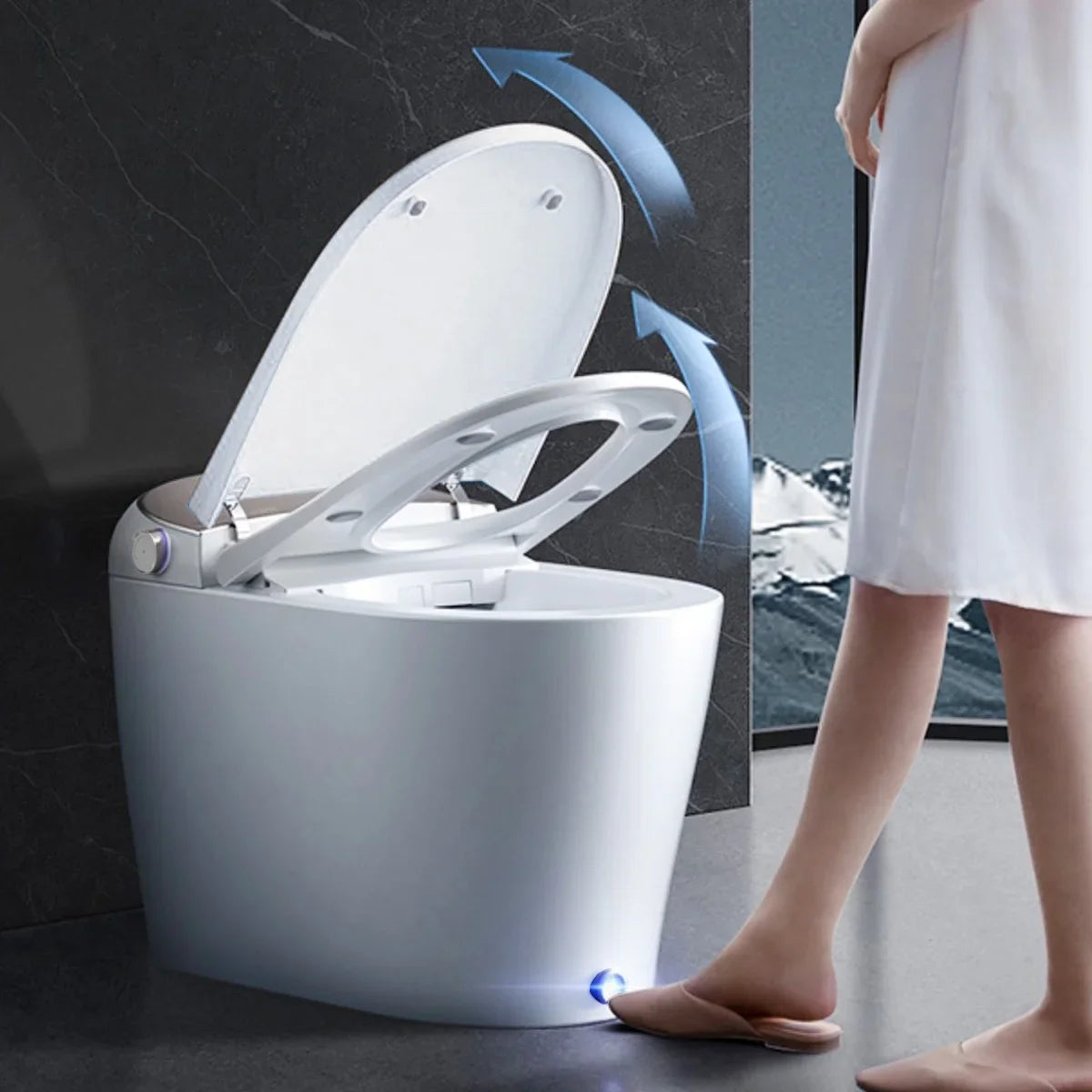 Smart Toilet, Auto Open/Close Lid,One Piece Bidet,Powerful Auto Flush,Heated Seat,Warm Wash Dryer