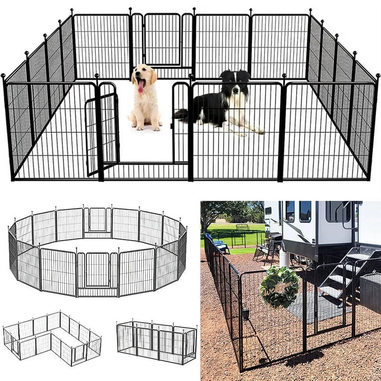 Suchown Dog Playpen Outdoor, 16 Panels 32 Height Dog Fence Exercise Pen for Large/Medium/Small Dogs, Pet Puppy Playpen for RV, Yard, Camping