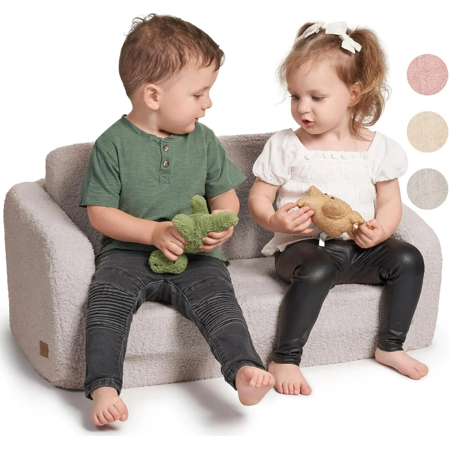 Fold-Out Toddler Couch, 2-in-1 Toddler Soft Couch Fold Out, Extra Wider Seating Convertible Sofa to Lounger for Girls and Boys