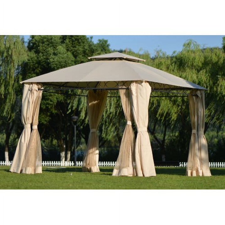 Grill Gazebo Party Canopy Tent, Segmart BBQ Garden Canopy with 4 Zippered Mesh Curtains and Double Layer Top, UV-Resistant Polyester Party Activities Center Canopy for 4 5 Person, Beige, S9661