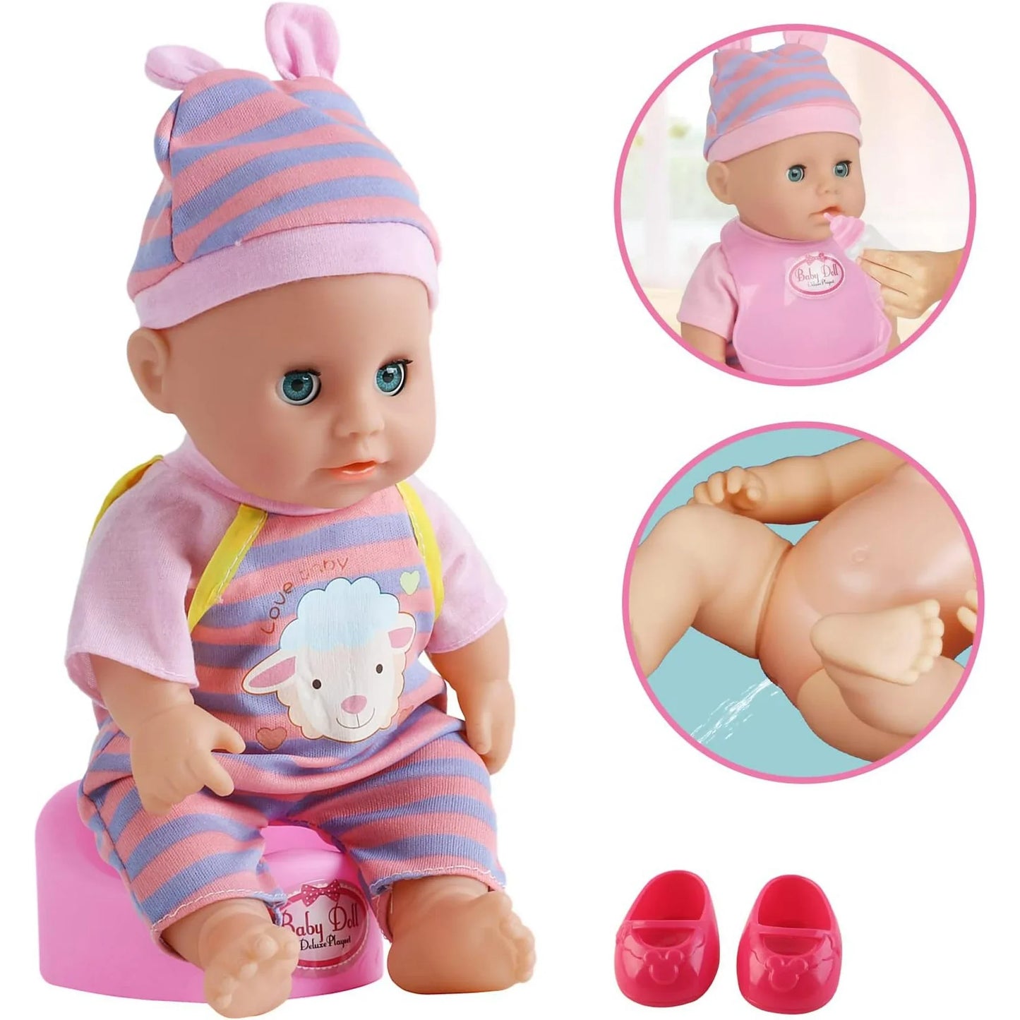 JoyStone 41Pcs Doll Care Toy Playset, 12 Soft Body Dolls for Girls with Crib, High Chair Feeding Accessories, Baby Toy Gift for Age 3 Years Old Girls Boys